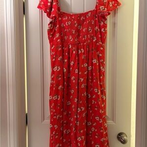 Flutter Sleeve Crepe Midi Dress